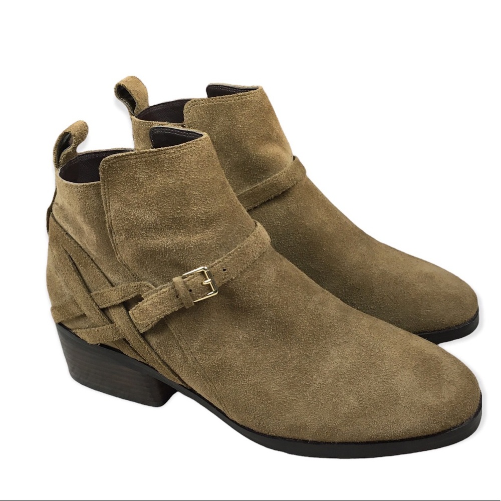 Cole Haan Pearli Suede Ankle Booties Tan Size 8.5